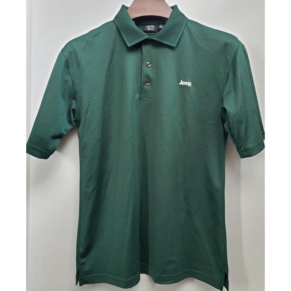 AKWA Polo Shirt Jeep Embroidered White Chest Logo SM Men's Hunter Green Collared - Picture 4 of 13